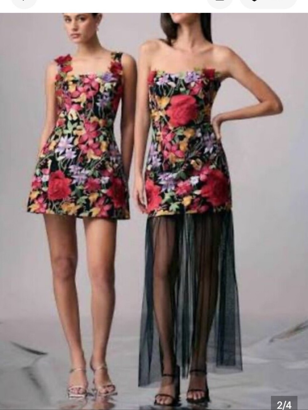 Elliatt Black Strapless Floral Maxi Dress with Sheer Overlay - Picture 4 of 4